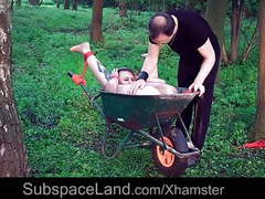 ChiliMoms presents: Young slave get tied up and fucked in the garden
