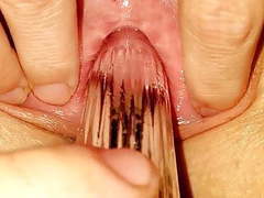 ChiliMoms presents: Streching my peehole with 10 cm long and 25mm wide vibrator