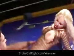 ChiliMoms presents: Two cleaning ladies fight in the boxing ring and gets fucked