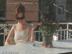 ChiliMoms presents: Cute chick smokes on the porch as he films it