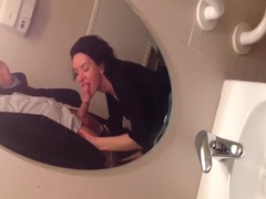 ChiliMoms presents: Homemade bathroom blowjob from beautiful wife