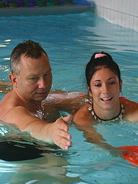 ChiliMoms presents: Brunette teenage beauty fucked by a horny swim teaching paps