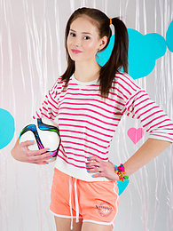 ChiliMoms presents: Adorable looking brunette model starts to tease us in her nice small clothing before almost taking of her bras