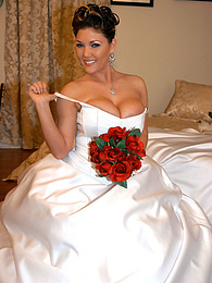 ChiliMoms presents: Horny bride Claire Dames enjoys licking her big tits and fingering her pussy