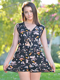 ChiliMoms presents: Svelte american dark-haired teen Kylie Quinn in shorts toys her twat outdoor
