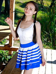 ChiliMoms presents: Fresh-Faced russian beauty Mia Grandy gets totally naked on a picnic table in a garden